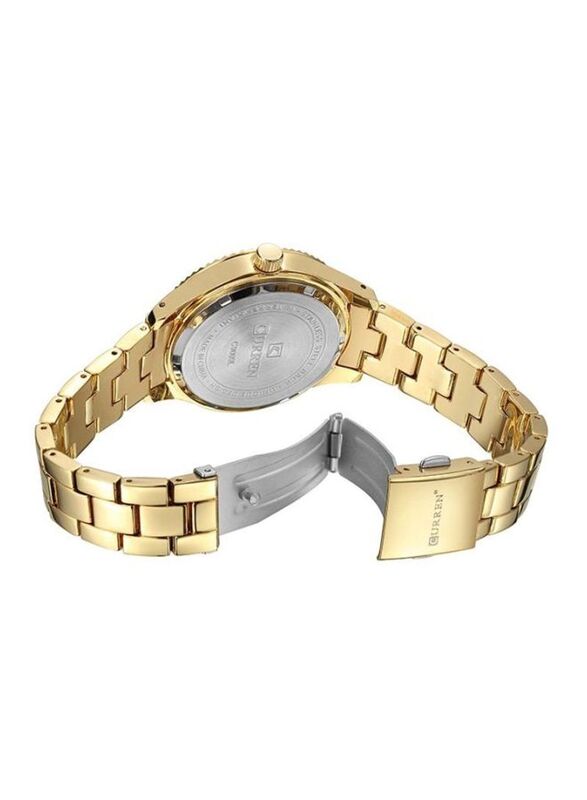 Curren Analog Wrist Watch for Women with Stainless Steel Band, Water Resistant, Gold-Silver