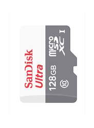 Sandisk 128GB microSDHC Memory Card, White/Grey