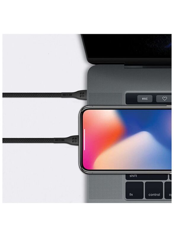Promate 1.2 Meters USB-C to Cable, Ultra-Fast 3A Apple MFi Certified USB Type-C to Lightning Sync and Charge Cord with Tangle-Free Cable, PowerLink, Black