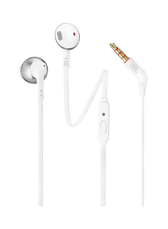 

JBL Tune 205 3.5 mm Jack In-Ear Earphones with Mic, White/Silver