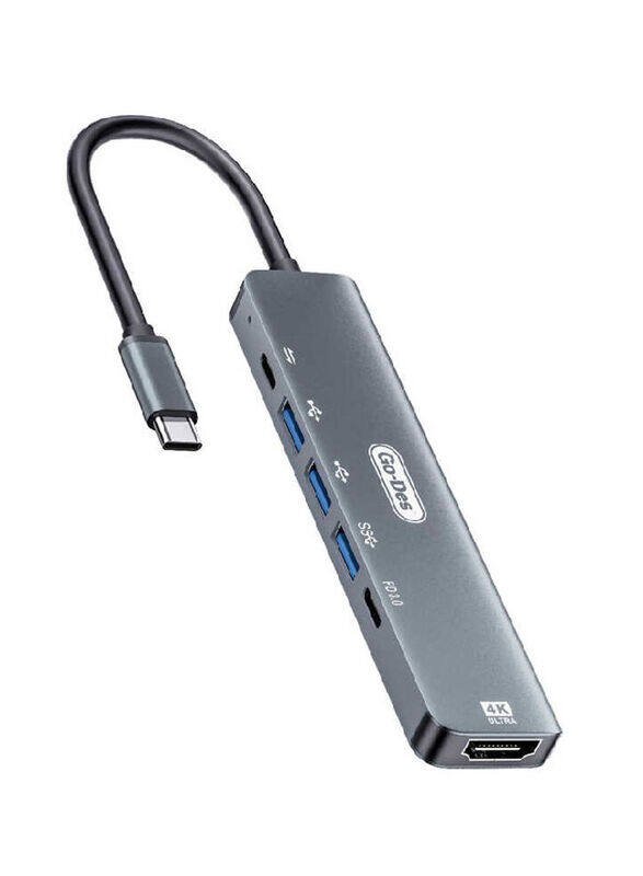 

Go-Des Type-C to HDTV 6 in 1 Converter Adapter, Grey