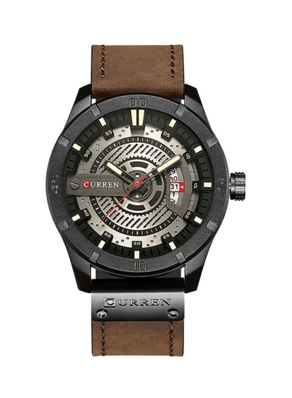 Curren Analog Watch for Men with PU Leather Band, 8301, Brown/Multicolour