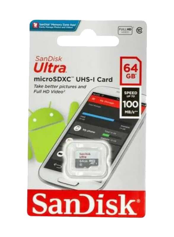 Sandisk 64GB microSDXC Memory Card With Adapter, Black