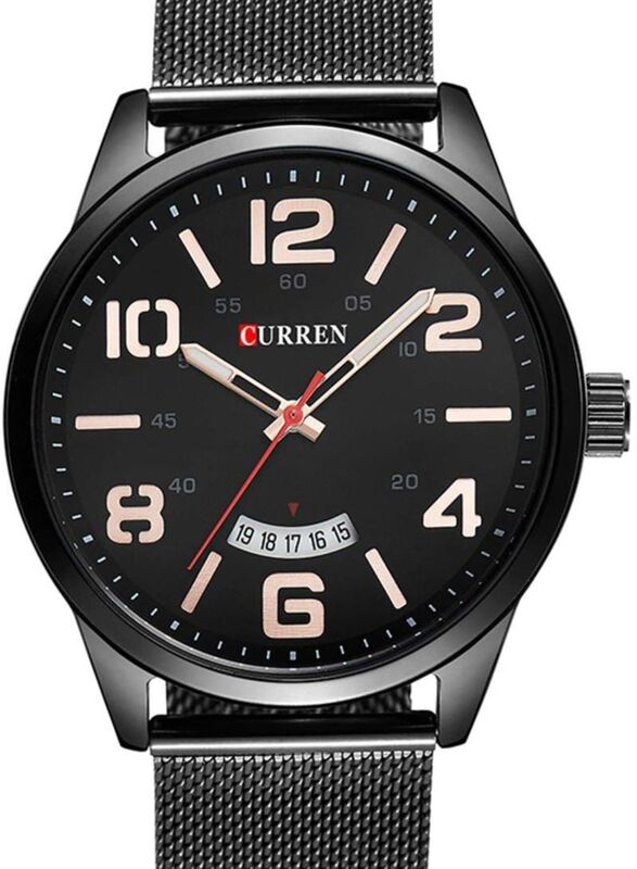 Curren Analog Watch for Men with Stainless Steel Band, 8236, Black
