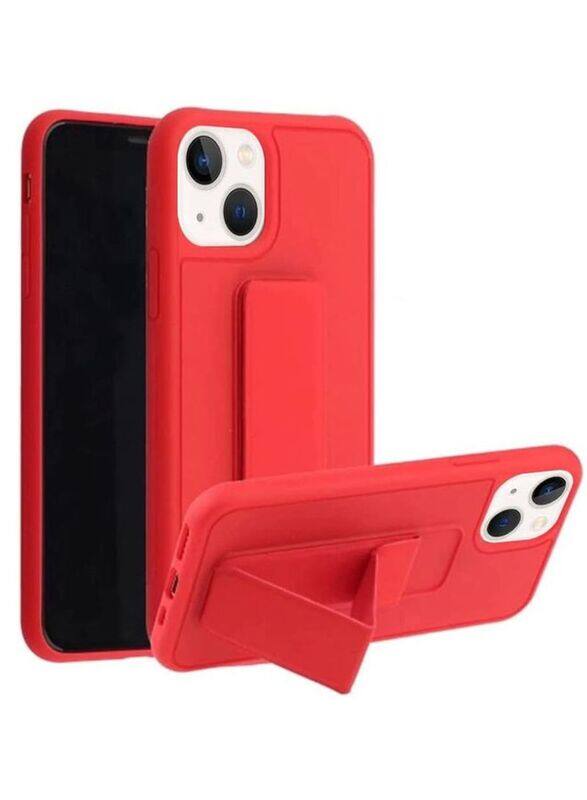 

Zolo Apple iPhone 12 Multi-Function Shockproof Protective Finger Grip Holder and Standing Mobile Phone Back Case Cover with Car Magnetic, Red