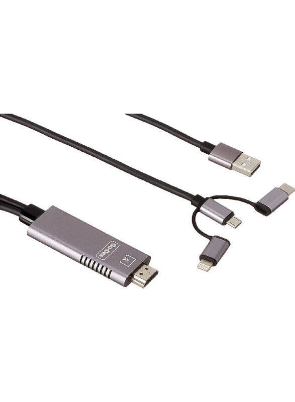 

Go-Des 3-in-1 HDMI Cable to Multiple Type Cable, GD-8272, Black/Grey