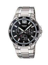 Casio Enticer Analog Watch for Men with Stainless Steel Band, Water Resistant & Chronograph, MTP-1300D-1AVDF, Silver/Black