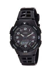 Casio Analog + Digital Watch for Men with Silicone Band, Water Resistant & Chronograph, AQ-S800W-1BVDF, Black