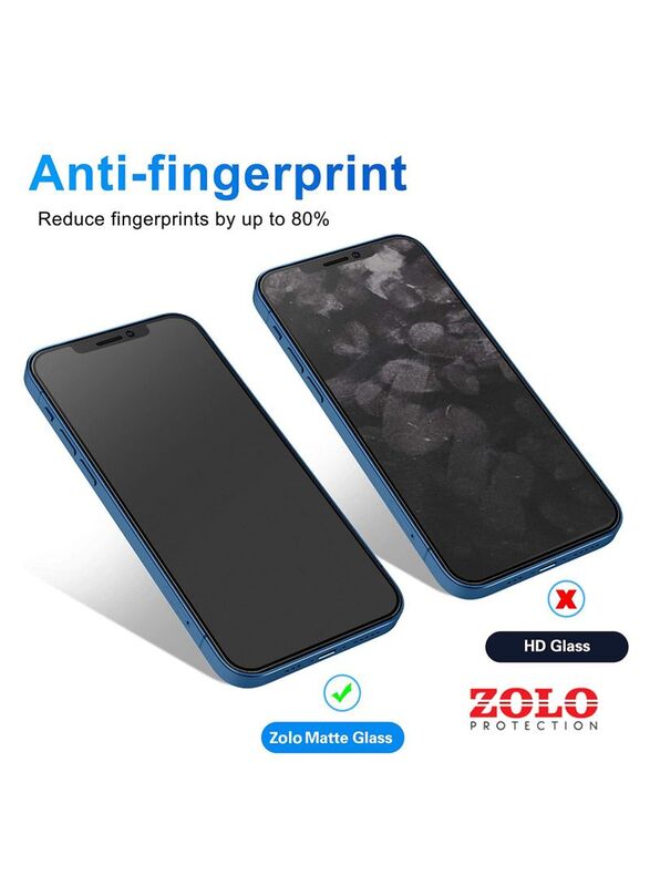 Zolo Apple iPhone 12 Pro Anti-Spy Anti-Fingerprint Matt Privacy 9D Tempered Glass Screen Protector, ZO-9D-GSP1053, Black