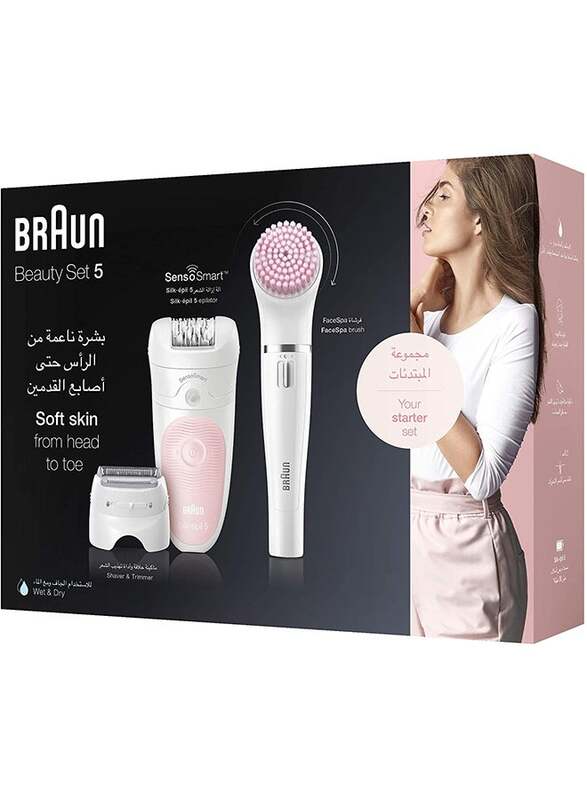 Braun Silk-Epil Beauty Wet and Dry Epilator, White/Pink