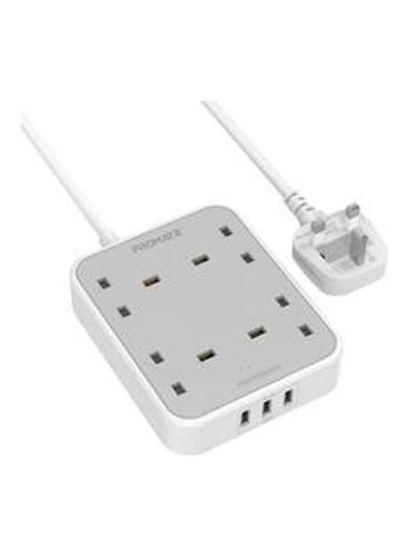 Promate Power Hub with 4 AC Outlets & 3 USB Ports, White