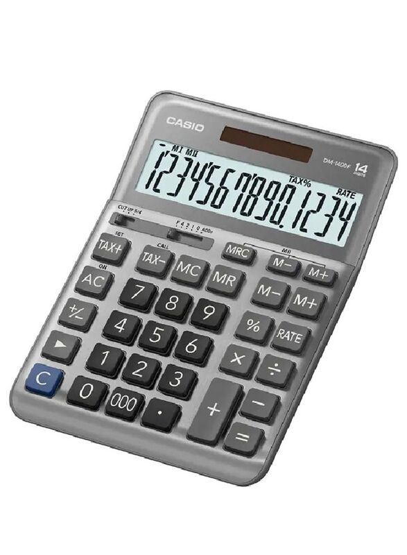 Casio 14-Digit Desktop Calculator, DM-1400F, Grey/Black
