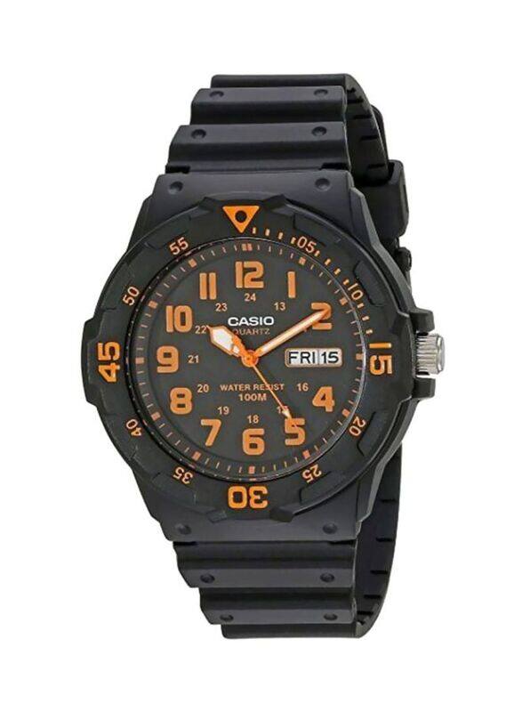 

Casio Analog Watch for Men with Resin Band, Water Resistant, MRW-200H-4BVDF, Black-Orange/Black