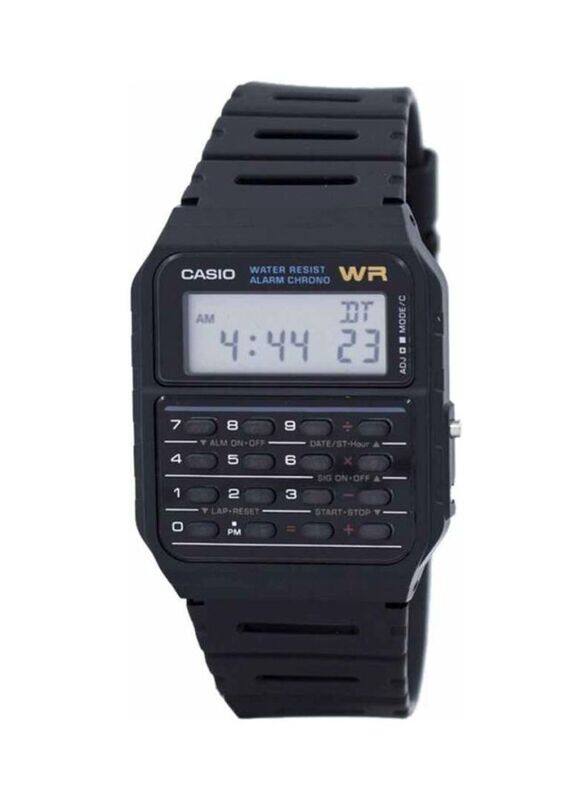 

Casio Data Bank Digital Watch for Men with Resin Band, Water Resistant, CA-53W-1, Black/Grey