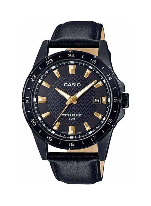 

Casio Analog Watch for Men with Leather Band, Water Resistant, MTP-1290BL-1A1, Black