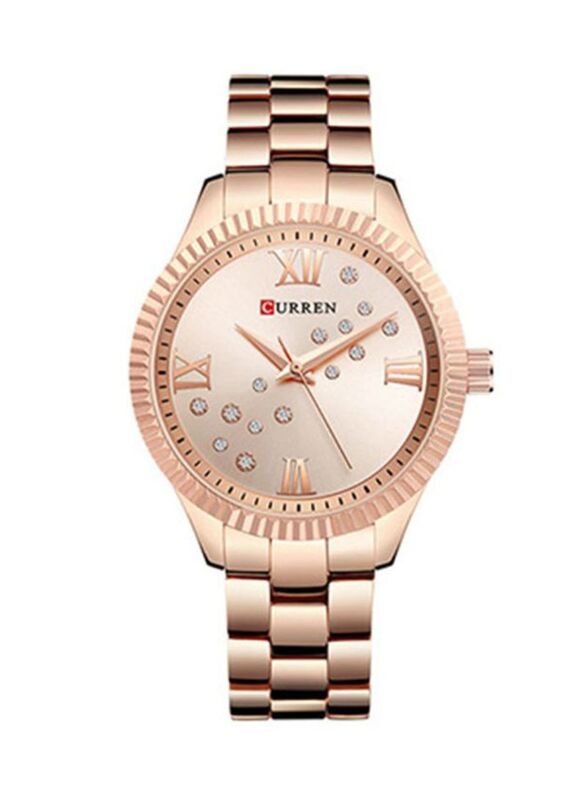 Curren Analog Watch for Women with Stainless Steel Band, 9009, Rose Gold