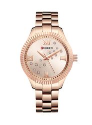 Curren Analog Watch for Women with Stainless Steel Band, 9009, Rose Gold