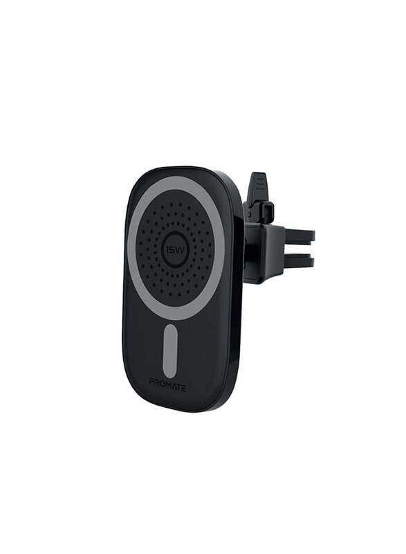 

Promate Ultra-Fast Wireless Qi 15W Car Charger with Quick-Lock Air Vent Holder for iPhone 12, Black