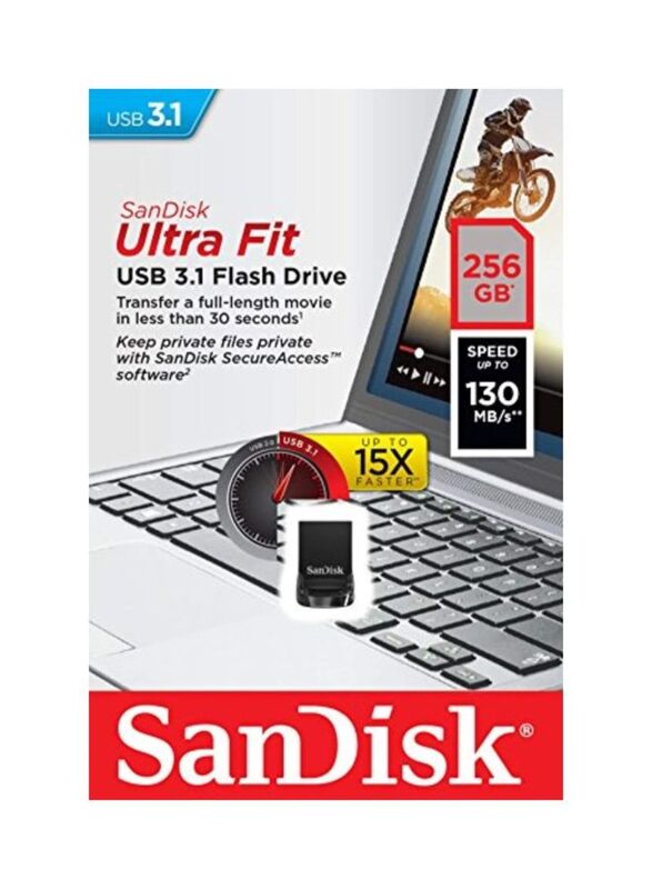 SanDisk 256GB Ultra Fit USB Flash Drive, Black