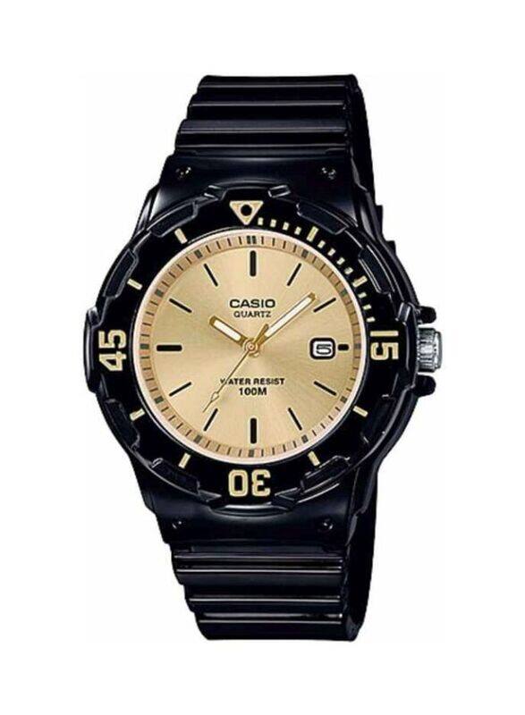 

Casio Youth Analog Watch for Women with Resin Band, Water Resistant, LRW-200H-9EV, Black-Gold