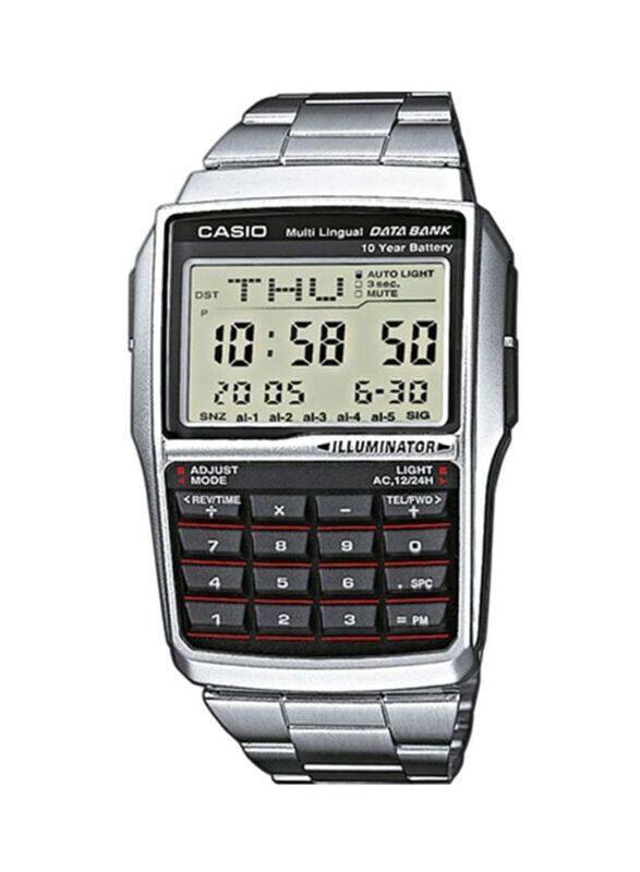 

Casio Vintage Series Digital Watch for Men with Stainless Steel Band, Splash Resistant, DBC-32D-1AES, Silver/Black