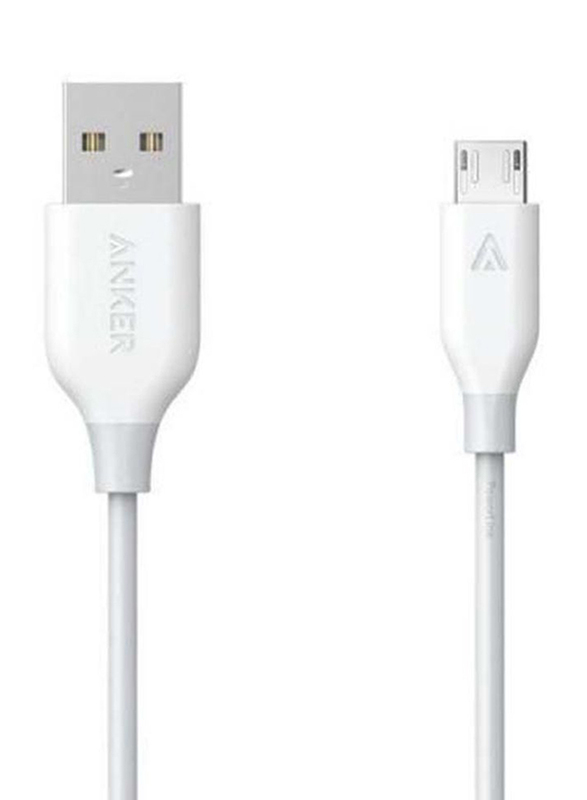 Anker 6-Feet Powerline Micro USB Fast Charging Cable, Micro USB to USB Type A for Smartphones/Tablets, 1552959380-6647, White