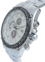 Curren Analog Watch for Men with Stainless Steel Band, Water Resistant & Chronograph, M8083SW, Silver/White