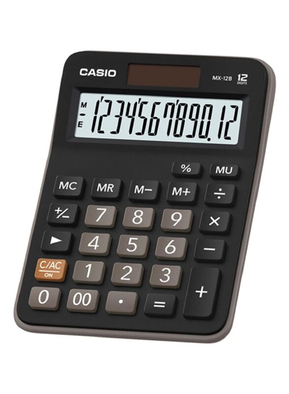 Casio 12-Digits Essential Basic Calculator, MX-12B, Black/Grey