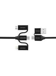 Promate 1.2-Meter UniLink-Trio2 6-In-1 Multi Charging Cable, PENTAPOWER.BLACK, Black