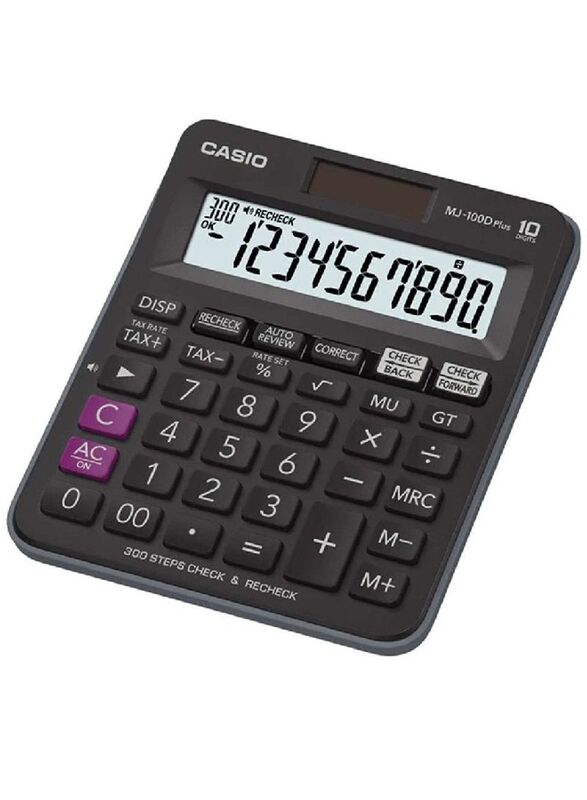 Casio Plus 10 Digits 150 Steps Check and Correct Desktop Calculator, MJ-100D, Black