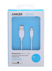 Anker 6-Feet Powerline+ Micro USB Cable, Micro USB to USB Type A for Smartphones/Tablets, A8133H21, White