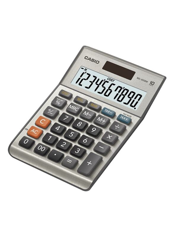 Casio 10-Digits Financial and Business Calculator, MS-100BM, Silver/Grey
