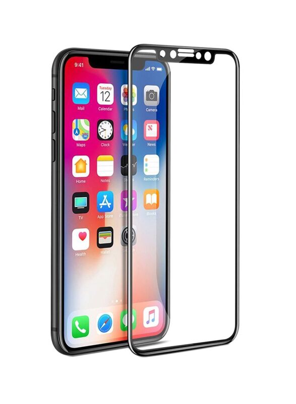 Apple iPhone X 3D Mobile Phone Tempered Glass Screen Protector, Clear/Black