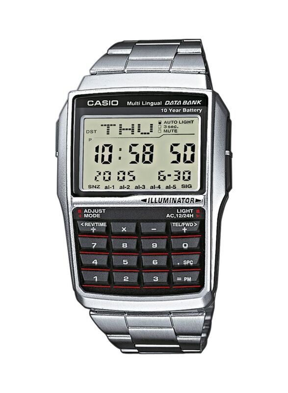 Casio Men's Data Bank Digital Watch 49mm Smartwatch, Silver