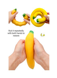 Non-Toxic Stretchy & Floppy Banana Stress Relief Squishy Toy, Yellow/Green