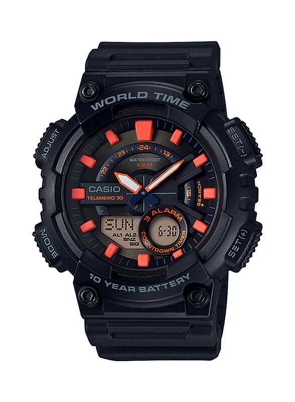 

Casio Analog + Digital Watch for Men with Resin Band, Water Resistant, AEQ-110W-1A2VDF, Black/Multicolour