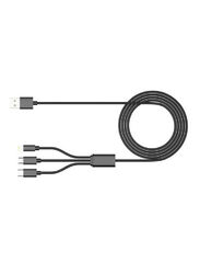 Riversong 1-Meter 3 in 1 Charging Cable, USB type A to Lightning, Micro USB, USB Type-C for Smartphones/Tablets, Black