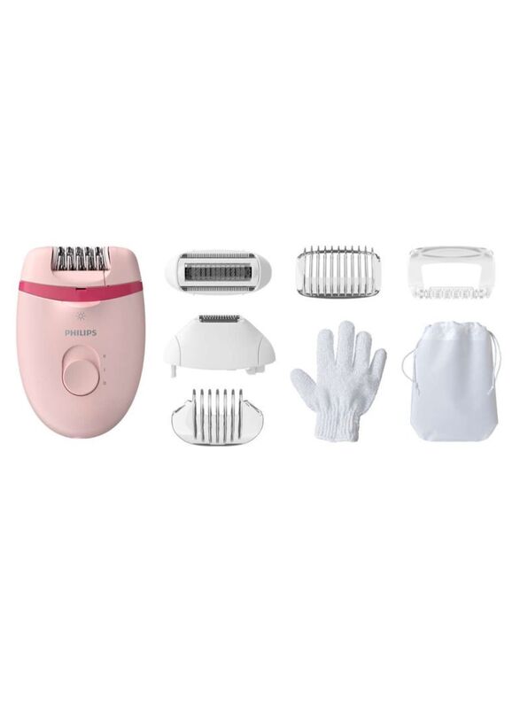 

Philips Satinelle Essential Corded Compact Epilator, BRE285/00, Pink/White/Silver