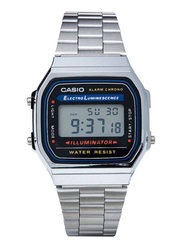 

Casio Vintage Series Digital Watch for Men with Stainless Steel Band, Water Resistant, A168WA-1WDF, Silver-Grey