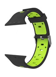 Silicone Apple Watch Series 3 Replacement Watch Band 38mm Sport Edition Strap, Black/Green