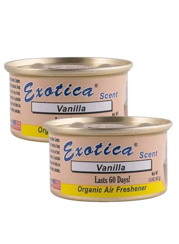 Exotica 2 x 42g Vanilla Organic Car Air Freshener, Cream
