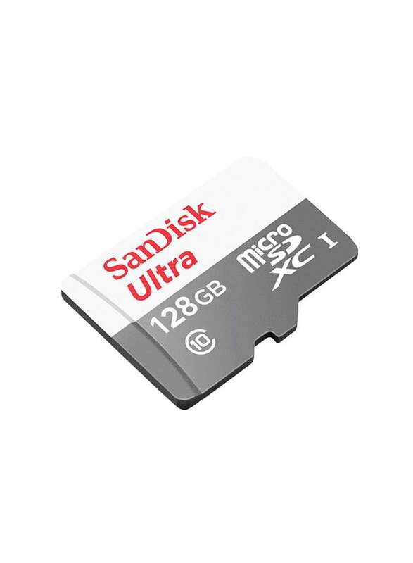 Sandisk 128GB microSDHC Memory Card, White/Grey