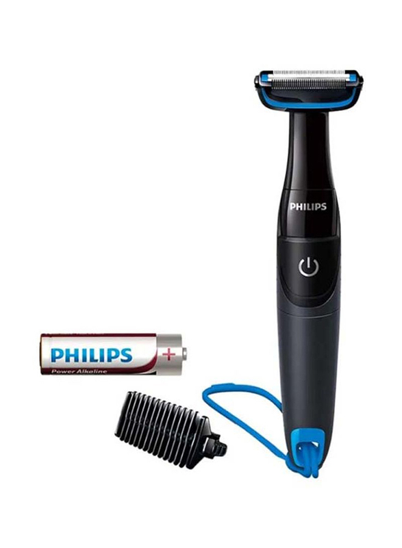 Philips Battery Operated Body Groomer, BG1024, Black/Blue