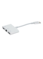 Go-Des Headphone Charger and Aux Converter Adapter, Lightning to Lightning and 3.5 mm Jack for Apple Devices, GD-UC018, White