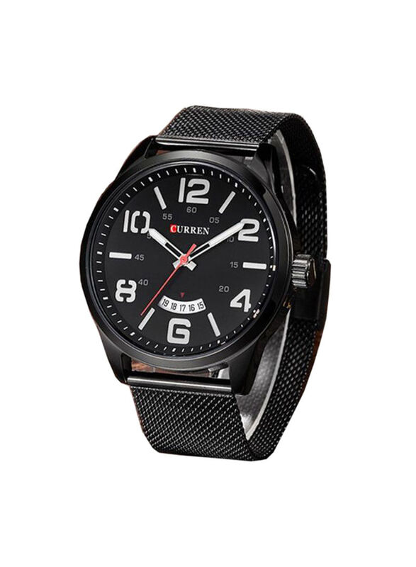 Curren Analog Watch for Men with Stainless Steel Band, Water Resistant, 8236, Black