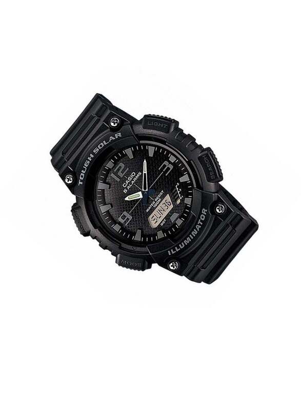 Casio Analog + Digital Watch for Men with Resin Band, Water Resistant & Chronograph, AQS810W-1A2, Black
