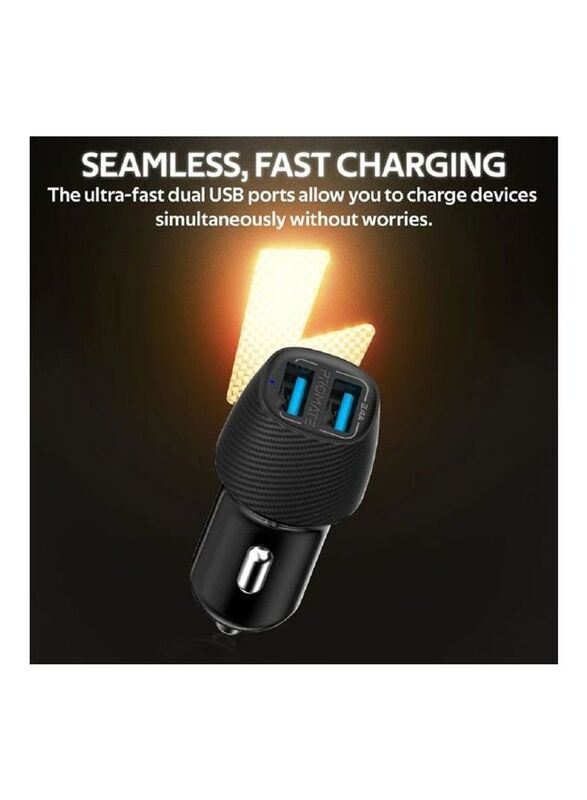 Promate 3.4A Car Charger, Black