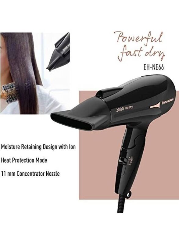 Panasonic EH NE66 Fast Drying & Smooth Finish Hair Dryer, Black