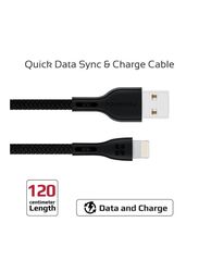 Promate Anti-Break Powerbeam-i Lighting Pin Data Sync Charging Cable, Black