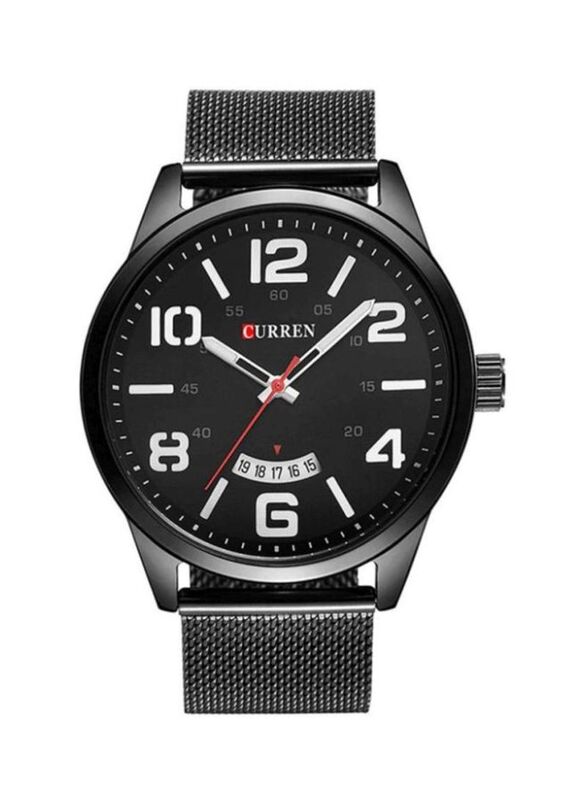Curren Analog Watch for Men with Stainless Steel Band, 8236, Black
